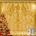 Miniatyrbilde 1 av 5: Innendørs julegardinlys - Varmhvit 300 LED 3m x 3m USB-drevne julelys 8 moduser/timer/fjernkontroll for utendørs/soverom/par