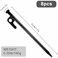 Miniatyrbilde 2 av 5: 8 robuste teltplugger, sardiner for telt, metallplugger, 20 cm høy motstand smijern utfordringer for campingtelt med krok og hull for c