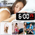 Miniatyrbild 4 av 5: Digital väckarklocka, 6,7\" LED digital väckarklocka med temperatur/röstaktiverad/icke tickande/snooze/datumtid justerbar ljusstyrka för barn
