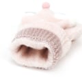 Miniatyrbillede 5 af 5: Vinterhandsker med fingermanchetter, konvertible flip strikkede magiske handsker strækbare halvfinger håndledsvarmere til piger 3-6 år gamle (Pink)