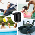 Miniatyrbilde 2 av 4: Elektrisk pumpe 2 i 1 bærbar trådløs USB oppladbar inflator og deflator, miniluftpumpe med 5 dyser for madrass, campingpute, båt, svømming