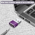 Pikkukuva 4 / 5: Violetti - 3 pakkausta USB C naaras - USB A uros -sovitin, muuntaja C Ch