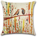Miniatyrbild 4 av 5: 45 x 45 cm kuddfodral, set om 4 linnekuddfodral, soffa fågel blomsterdekorationer, utomhus trädgård, säng, soffa, bil (45,7 x 45,7 cm)