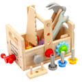 Miniatyrbild 1 av 5: Träverktygssats för barn, verktygslåda i trä, Montessori-leksaker, barnrollspel, pedagogiska byggleksaker, leksaker för pojkar och flickor (stil 1)
