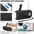 Miniatyrbillede 5 af 5: （Sort） Bærbar solcelle radio, Dynamo radio, Radio solcelle med SOS alarm til nødsituationer, lille radio, vandtæt IPX3 radio, AM/FM håndsving radio, lomme