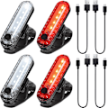 Miniatyrbilde 3 av 4: 4 stk USB-oppladbare LED-sykkellys bak og foran, vanntett sykkellys, 4 USB-kabler inkludert