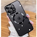 Miniatyrbillede 1 af 5: Magnetisk blank titanium iPhone 15 Pro Max-etui med fuld kamerabeskyttelse til slanke kvinder, piger og mænd (6,7\") sort