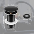 Miniatyrbilde 2 av 5: Sort vaskepropp uten overløp, Universell sort pop-up vaskepropp, Avløpspropp uten overløp, Automatisk pop-up propp