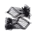 Miniatyrbillede 4 af 5: Dame Bryllupsfest Fingerless Bue Lace Brudehandsker 7 Tommer Sort