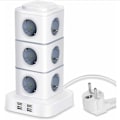 Miniatyrbillede 1 af 5: TONCHEAN Stikdåse, Stikdåsetårn, 12 Stik Elektrisk Stikdåse (2500W / 10A) med 4 USB-porte, Multi Elektriske Stik Overspændingsbeskyttelse Vert