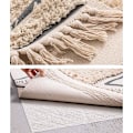 Miniatyrbilde 2 av 5: Tuftet bomullsmatte - Vaskbar med pompom - Vevd geometrisk teppe - Bohemsk teppe for vaskerom / soverom (Beige, 60\"