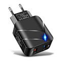 Miniatyrbilde 1 av 5: Dobbel USB QC3.0+2.1A Multi-port Rask Lading Mobiltelefonlader Dobbel Port Europeisk Standard