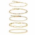 Miniatyrbilde 1 av 4: Armbånd - Kjede Armbånd Sett for Kvinner Jenter, Belagt Yndig Ledd Papirclips Armbånd Stake Justerbar Lagdelt Metall Ledd Armbånd Sett Mote Juvel