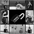 Miniatyrbild 5 av 5: Kodlås för skåp, 4-siffrig kombinationslås för gym, omklädningsrum, högskola, skolskåp, escape game, kodlås utomhusskjul (svart och