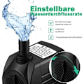 Miniatyrbillede 4 af 5: 1500L/H Akvariepumpe, Mini Dam Pumpe Vandpumpe Modstandsdygtig over for Tør Forbrænding (36 Timer), Lille Nedsænkbar Pumpe til Akvarium, Dam, Springvand, Have Ingen N
