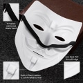 Miniatyrbilde 3 av 5: V for Vendetta-maske, Anonymous Guy Fawkes Halloween-maske - Hacker-maske