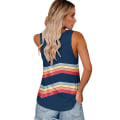 Miniatyrbild 2 av 4: Ärmlös tank top för kvinnor sommar toppar V-ringning Tie Dye söt tryckt lös passform träning yoga skjorta(L,Blå)