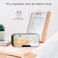 Miniatyrbild 2 av 5: Digital FM Väckarklockradio med USB-laddningsport, LED-display, insomningstimer, portabel spegel, trådlös Bluetooth-högtalare, väckarklocka för sovrum, O