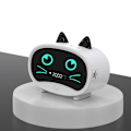 Miniatyrbild 1 av 5: Vit tecknad katt väckarklocka dubbel väckarklocka, Bluetooth-högtalare, handsfree-samtal