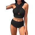 Miniatyrbillede 1 af 4: Dames 2-delt badedragt Criss Cross Ruched S