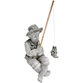 Miniatyrbilde 1 av 5: Design Frédéric le Petit Pêcheur d'Avignon Fiskerstatue for hage, 14cm, polyresin, to steinfarger