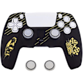Miniatyrbild 5 av 5: Gamepad Silikonfodral med 2 Hantelhattar för PS5-kontroller, halkfri mjukt dammskyddande skyddsfodral för PS5-spelgåvor (vit/gul/röd)