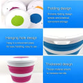 Miniatyrbillede 5 af 5: 10L Foldbar Spand, Plastik Fiskeri Låg Bærbar Udendørs Bilvask Bil Palmelåg Spand, Blå Vandspand