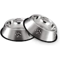 Miniatyrbillede 1 af 4: Bols Chat Alimentaire en Acier Antidérapantes avec Base en Caoutchouc, Gamelles d'eau pour Animaux de Compagnie de Petite Taille, 2 Gamelles, 18cm