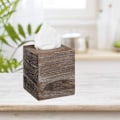 Miniatyrbild 4 av 5: 10025563 Fyrkantig näsdukbox, Distributör Badrumsservetter, Träkub, shabby, HLP 16,5x14x14 cm, brun, 1 element