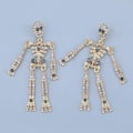 Miniatyrbillede 3 af 5: 1 par Halloween Skelet Øreringe Krystal Hovedskal Dangle Øreringe Bling Rhinestone Halloween Øreringe til Kvinder