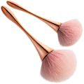 Miniatyrbillede 1 af 4: 2 stk. store mineralpudderbørster, bløde fluffy makeupbørster til foundation, blush og highlighter, buffing, konturformning (rose gold)