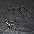 Miniatyrbild 4 av 5: Halsband i rostfritt stål och läder för män