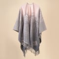 Miniatyrbilde 2 av 2: Kvinners trykte kappe reversibel skjerf oversized sjal cardigan genser kvinners sjal