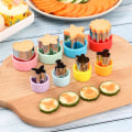 Miniatyrbilde 4 av 5: Sandwich-kuttersett, dinosaur, hjerte, stjerne, mus, sandwich-kutter, kjeks-kutter, grønnsakskutter, matvare-kutter i rustfritt stål. (12 deler)