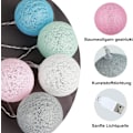 Miniatyrbillede 4 af 4: Bomuldskugle Lysstreng, Indendørs Dekoration Julepynt, 3M 20 LED Globe Lys, Pige, Soveværelse Bryllup Atmosfære Dekorationer, (4cm, Makron)