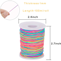 Miniatyrbillede 2 af 5: 100m Elastisk Snor 1mm Regnbue Farve Elastisk Snor Håndværkssnor Elastisk Tråd til Armbånd og Håndværk