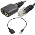 Miniatyrbilde 2 av 5: Hodetelefonadapterkabel med hann 2 x 3,5 mm til hunn-kontakt for fasttelefon