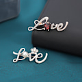 Miniatyrbillede 3 af 3: Smykke Blomst Kærlighedsbrev Brosche Pins Med Solid Diamant Rhinestone Pearl