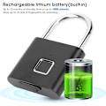 Miniatyrbilde 4 av 5: Fingeravtrykk Smart Hengelås, Nøkkelfri Mini Elektronisk Hengelås, Bærbar USB Smart Lås, Hengelås Shackle Smart Lås, Elektronisk Hengelås Dørlås