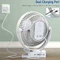 Miniatyrbillede 5 af 5: 20 cm 10000mAh Batteridrevet Clip Fan, Bærbar USB-ventilator, 4 Hastigheder, Kraftig Luftstrøm, Robust Klemme til Hjemmet, Kontoret, Golf, Bil, Rejser