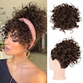 Pikkukuva 3 / 4: 1PCS Messy Hair Bun Hair Piece Elastic Drawstring Loose Wave Large Curly Bun Short  Bun Extension for Women Daily Use - Natural Black
