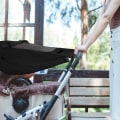 Miniatyrbilde 4 av 5: Barnevognsolskjerm, barnevognsparasoll med takvindu og doble vinger, justerbar kalesje kalesje solskjerm vanntett, med UV 50-beskyttelse (svart)