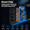 Miniatyrbilde 3 av 5: Hurtiglader 3.0 USB-strømadapter og USB C-kabel, QC 3.0 30W/6A 4-porters hurtig vegglader universell multi USB-strømadapter for Samsung Galaxy S1