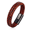 Miniatyrbillede 4 af 5: Mænds Armbånd Rustfrit Stål Magnetisk Spænde Retro Brun Læderarmbånd Mænds Gave Håndledsrem
