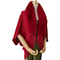 Miniatyrbillede 4 af 4: Strikkede tykke kvinders løse sjal poncho kappe reversibel oversized lang strik varm wrap til kvinder damer om vinteren (rød)
