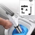 Miniatyrbillede 1 af 5: Højtryks toilet afløbsrenser med 4 udskiftelige hoveder Toiletpumpe afløbsrenser afløbsrenser til toilet, vask, gulvafløb, tilstoppede rør og badekar