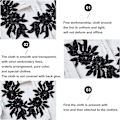 Miniatyrbillede 5 af 5: 2 stk. 3D blonder applikationspatches, sort sy på broderi blonder blomster patches blomstermønster perler rhinestones blonder trim stofperle applikationer til syning