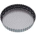 Miniatyrbillede 1 af 3: Crusty Bake 20 cm perforeret form med PFOA non-stick og løs bund, riflet, robust 1 mm kulstofstål, grå