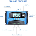 Miniatyrbillede 4 af 5: 30A MPPT Solar Charge Controller 12V/24V Auto Fokus Overvågning Solpanel Regulator med LCD Display Dobbelt USB Port