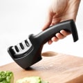 Miniatyrbilde 4 av 5: Smart Sharp 3-trinns sliper - for kjøkkenkniver - profesjonelt resultat/ergonomisk design - keramisk stein/wolframkarbid/diamant - svart/krom